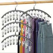 10-Pack Curved Hangers with Clips for Pants, Leggings, Ties, Scarves