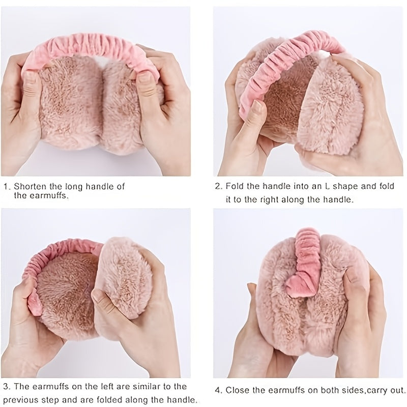 Unisex Plush Foldable Earmuffs Hand Washable Winter Ear Warmers
