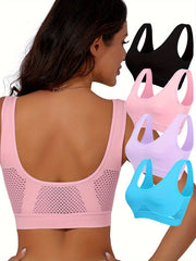 Women’s High-Support Sports Bras for Running and Yoga Breathable No-Wire Hollow-Out Design