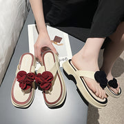 Women's Platform Flip-Flops with Rhinestone Accents Waterproof All-Season Slide Sandals