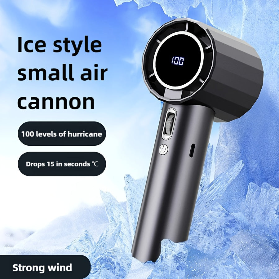 Handheld Fan with Fast Cooling USB Rechargeable Stepless Speed Digital Display Compact Portable