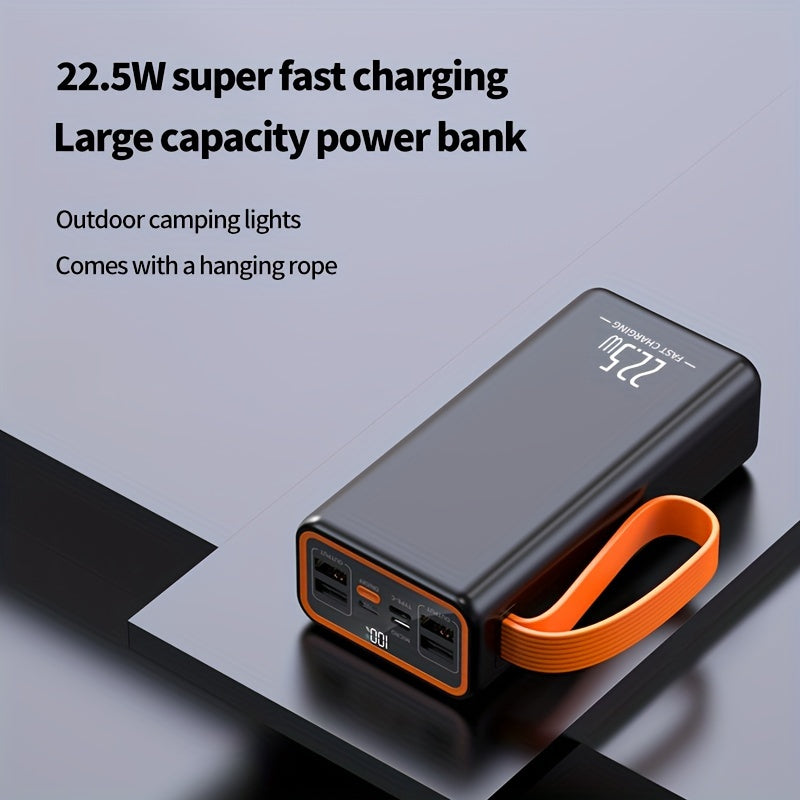 50000mAh Power Bank with LED Display and Built-in Camping Lights for Outdoor Emergency Use