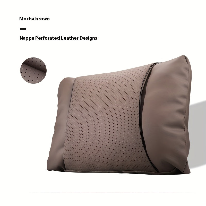 Luxury Car Seat Cushions Set for Headrest and Waist Support Nappa Leather