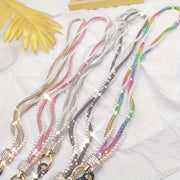 Pearl Rhinestone Long Lanyard PVC Phone Key Holder with Universal Attachment