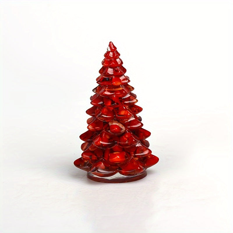 Ручная работа, украшение в виде дерева удачи из смолы с натуральными драгоценными камнями для рождественского декора и праздничных подарков.