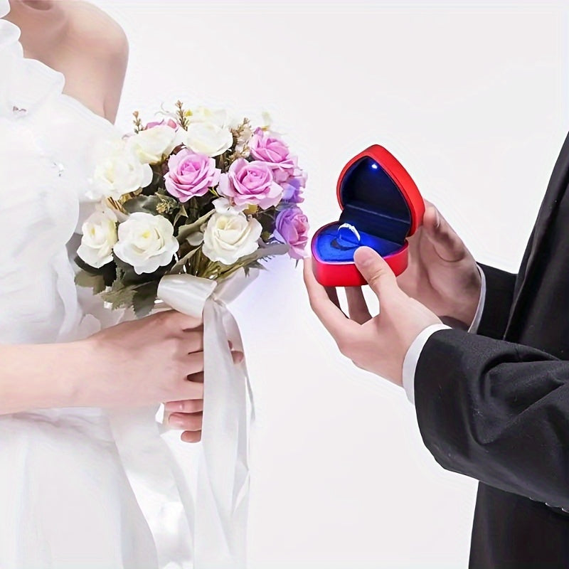 Caja de joyería en forma de corazón para anillos, colgantes y collares. Pequeño contenedor de regalo rosa para almacenamiento