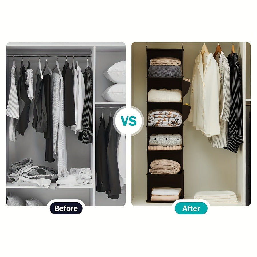 Multi-Layer Hanging Closet Organizer with Drawers and Shelves for Clothes