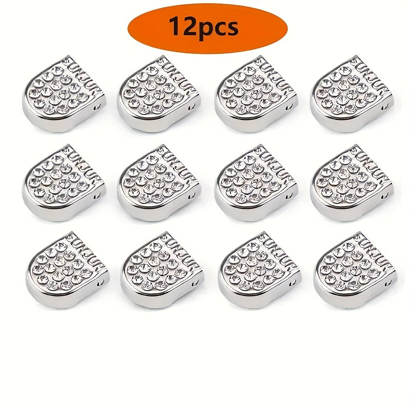 12 Pcs Stainless Steel No-Tie Shoe Clips Diamond-Studded Buckles for Sneakers