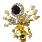 Sparkling Rhinestone Spider Brooch with Chain Alloy Pin Fashion Accessory