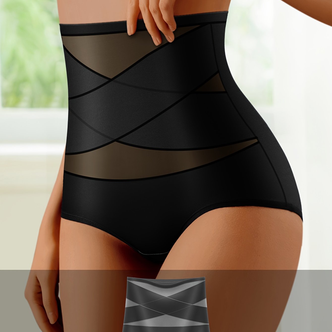 Женские трусики с высокой талией и перекрестными ремешками, средней поддержкой и нейлоновым материалом.
