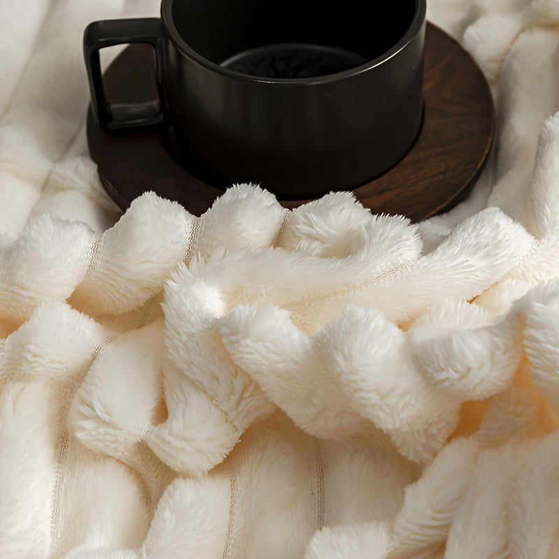 Contemporary Striped Flannel Throw Blanket for Bed and Couch All-Season Comfort