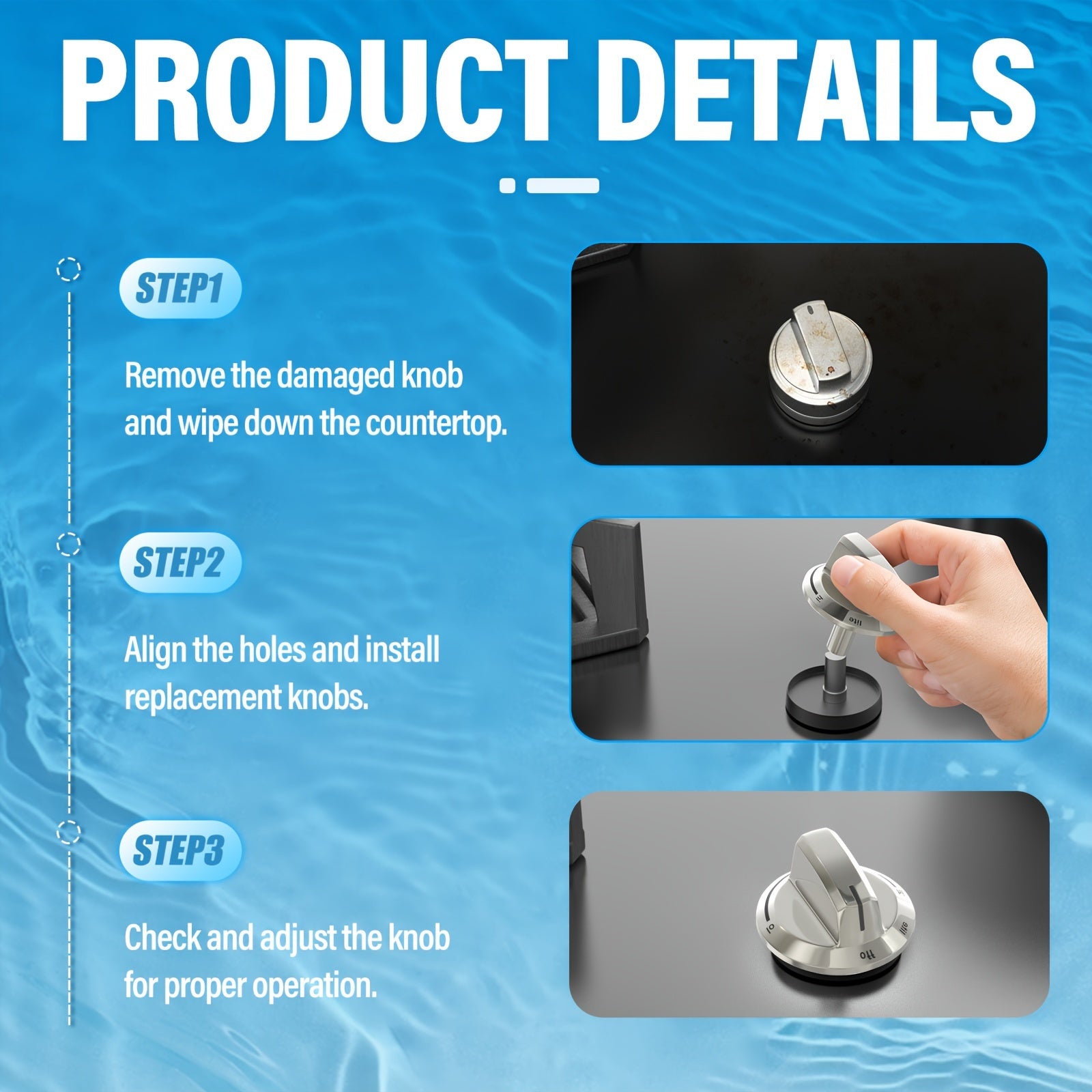 Zanglamaydigan po'latdan yasalgan pech tugmalari, gaz pechlariga mos keladi, 5 ta to'plam