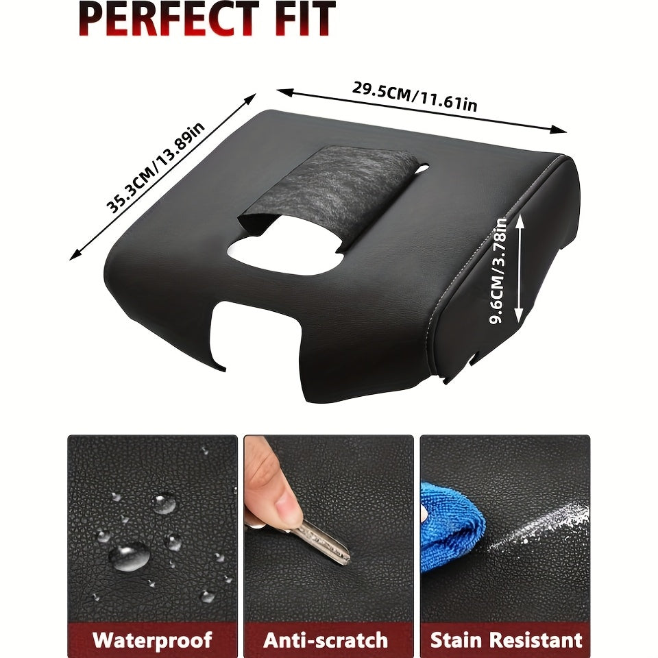 Car Interior Center Console Cover Replacement PU Leather Black for Pickup Truck