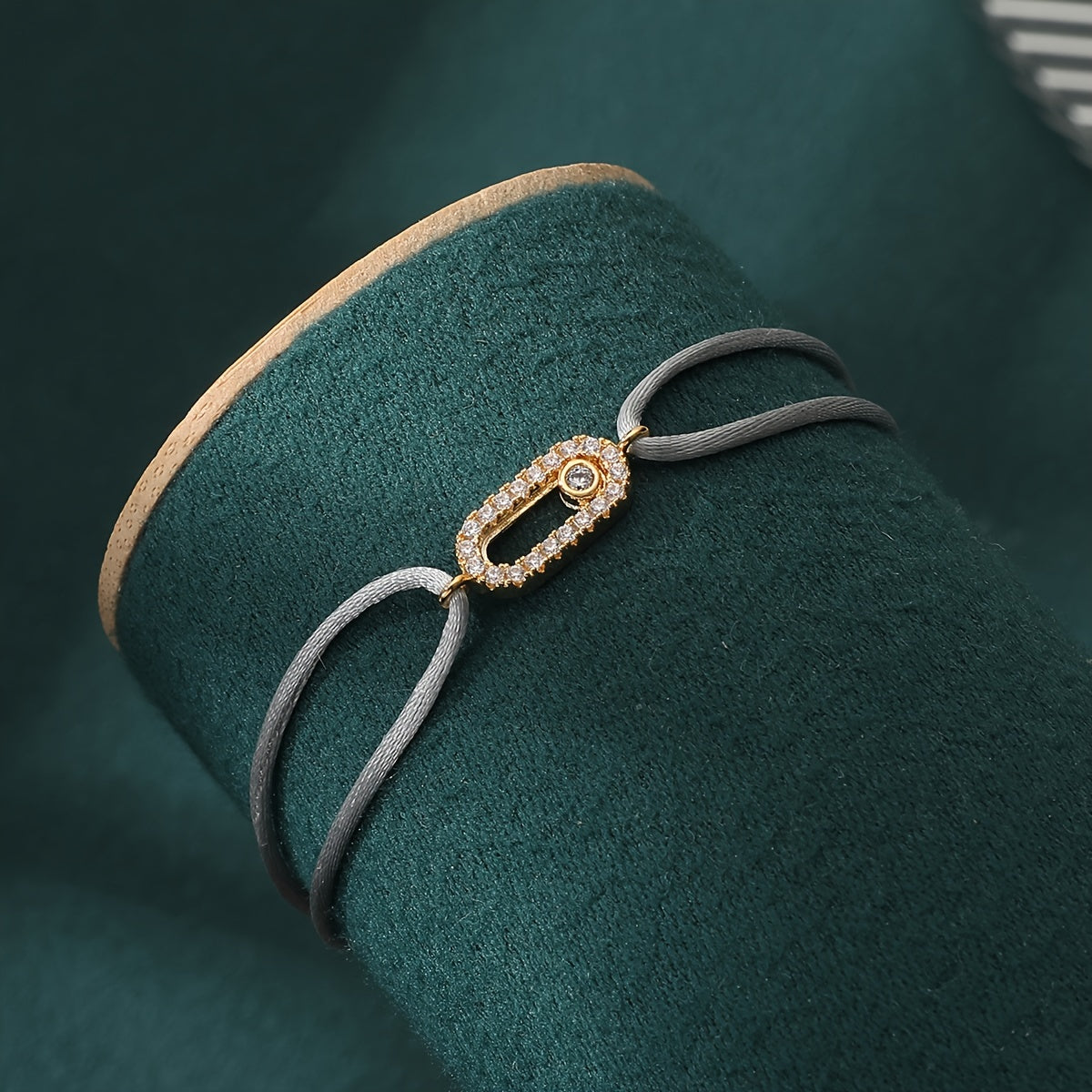 Women's Geometric Adjustable Bracelet with Zirconia and Vibrant Rope