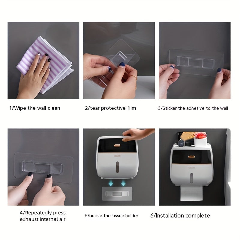 Caja de almacenamiento de papel higiénico impermeable de doble capa con gran capacidad