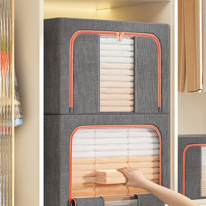 Большая складная корзина для хранения одежды с прозрачным окном и ручками