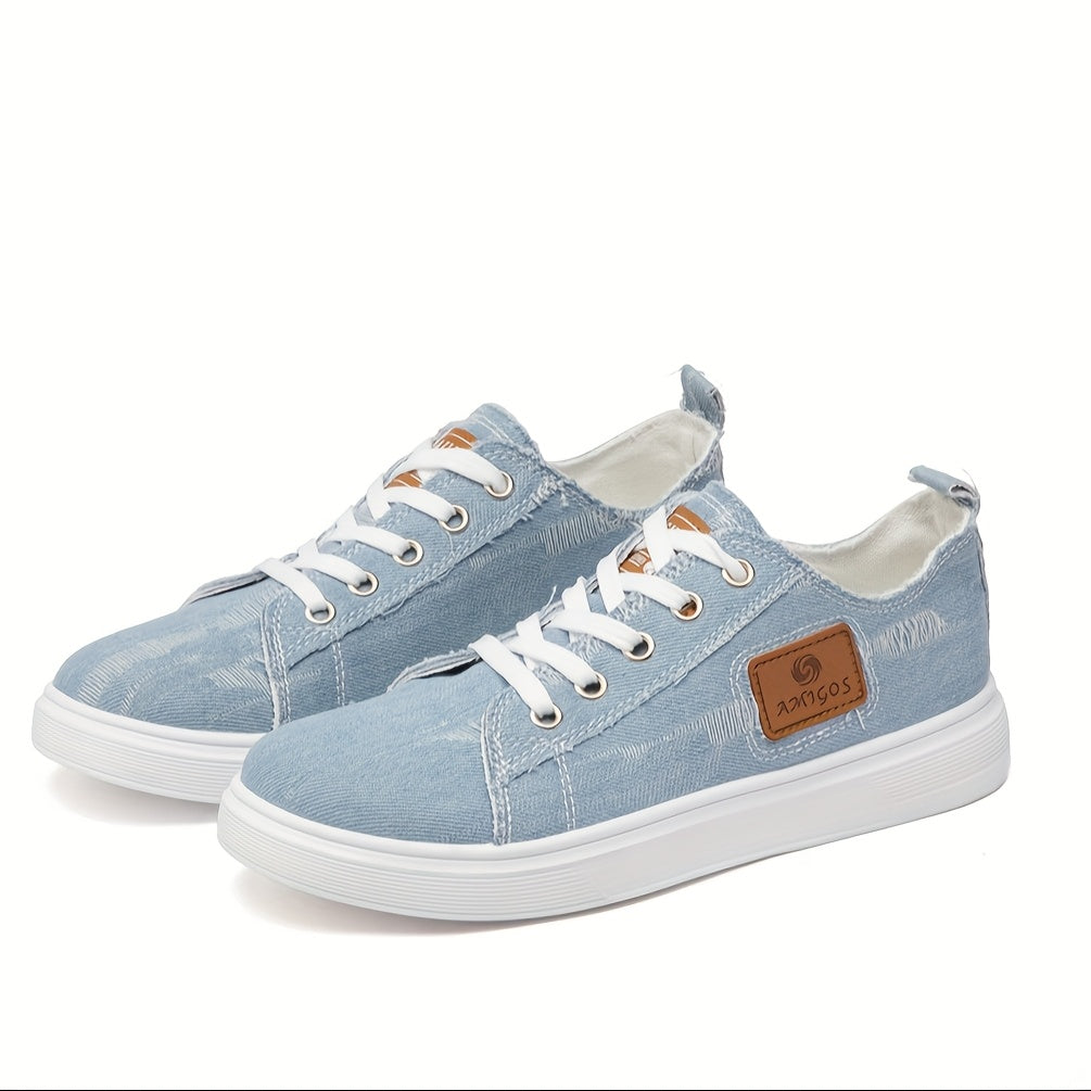 Women’s White Brown Low-Top Sneakers Breathable Casual Shoes