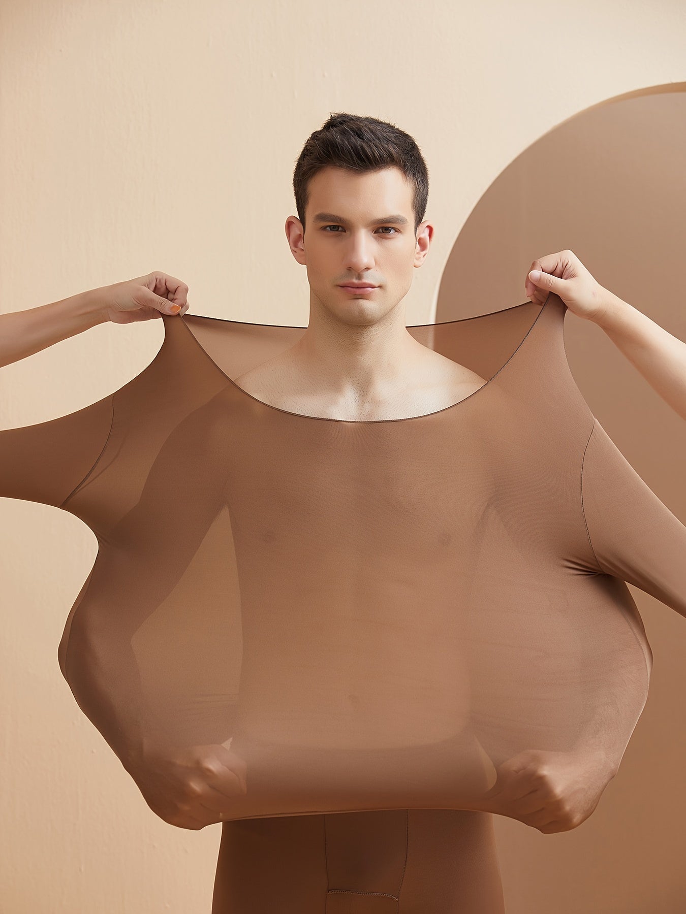 Camisa térmica para hombre de corte ajustado, punto sin costuras, alta elasticidad, cuello redondo para otoño e invierno