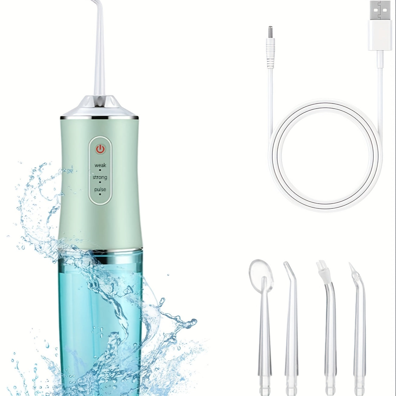 Portable Cordless Water Flosser for Teeth Cleaning with 3 Modes and 4 Nozzles