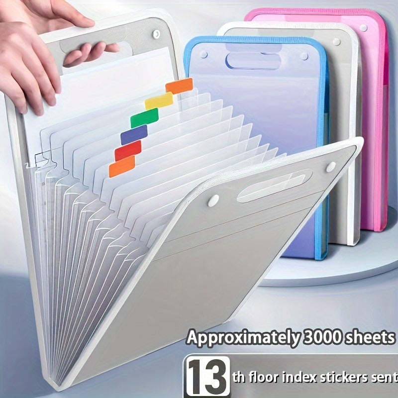 Waterproof A4 Vertical File Organizer with 13 Pockets Multi-Color PP Office Storage