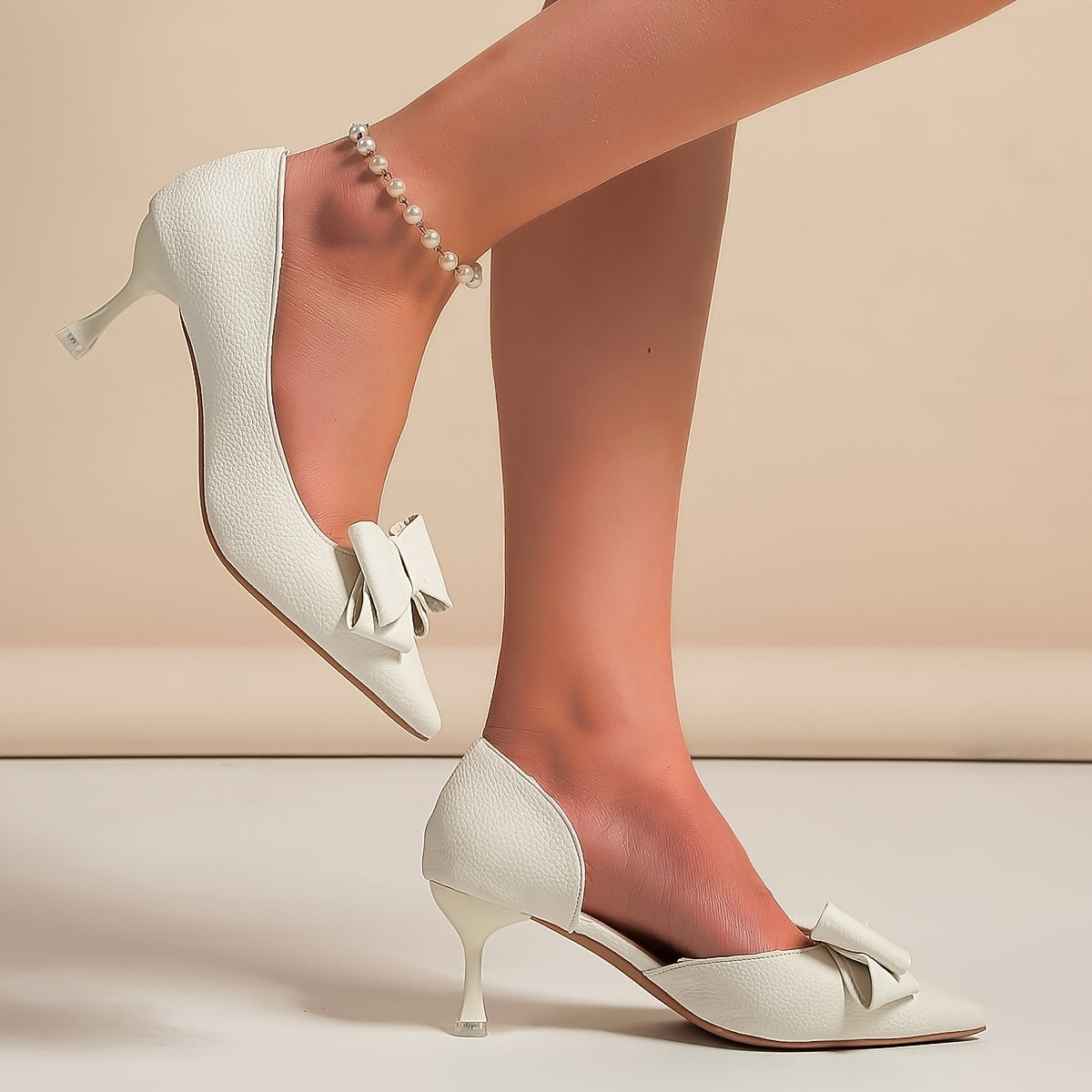 Women's Mid Heels Solid Color Slip-On Pumps Elegant Dress Shoes