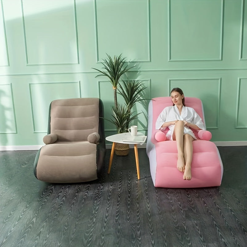 Цельный надувной диван-кровать, диван-домосед, переносной диван-кресло для обеденного перерыва в форме буквы S. Идеально подходит для балкона, спальни или гостиной, это удобное одноместное кресло обеспечивает уютное место для отдыха.