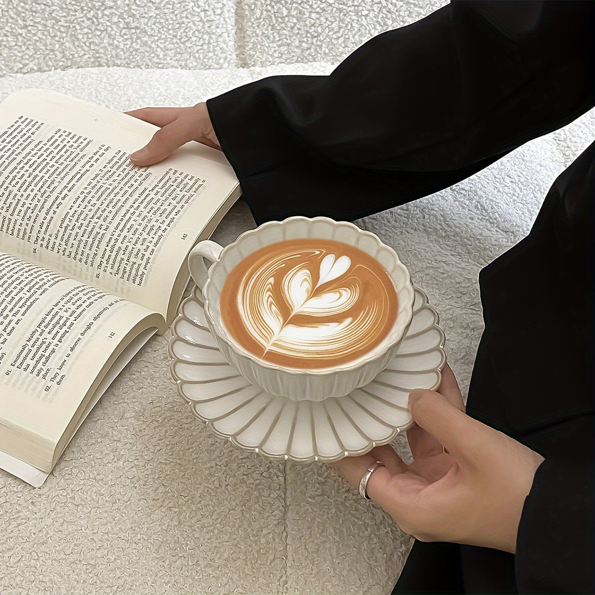 Japanese-Style Ceramic Coffee Mug with Saucer Set Reusable Hand Wash Only