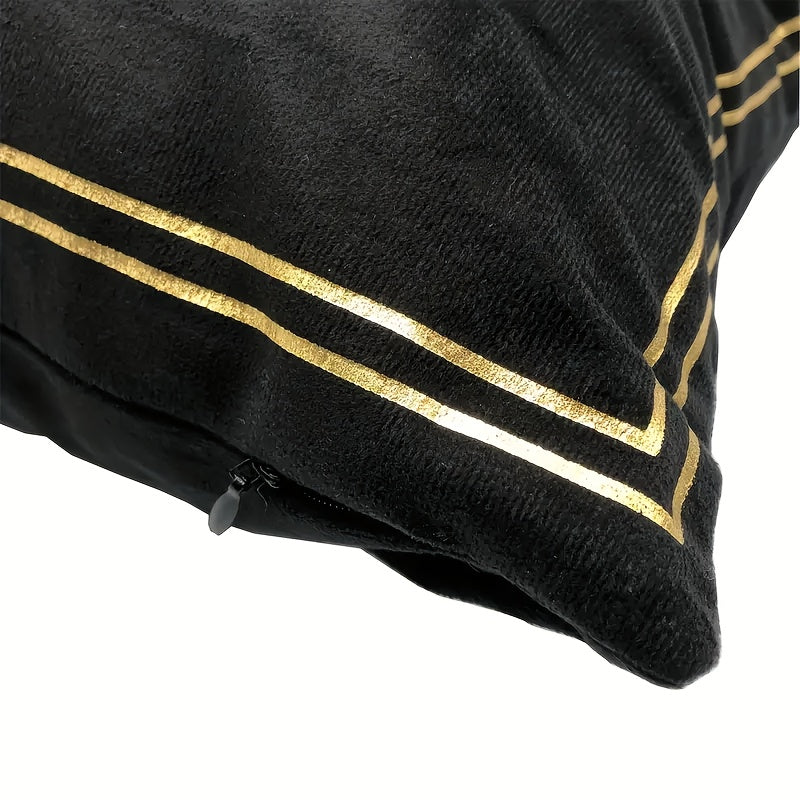 Black Throw Pillow Cover with Gold Crown Design 45.72cm Farmhouse Style