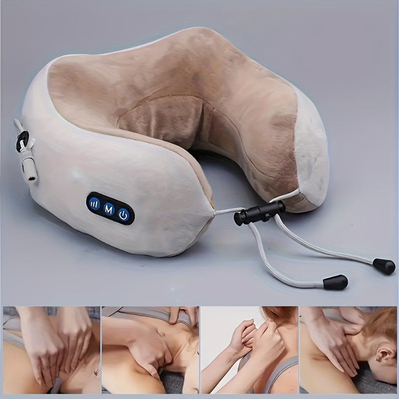 Electric Neck Massage Pillow U-Shaped Rechargeable USB Powered