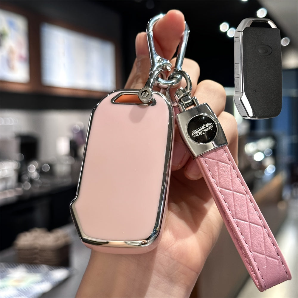 Premium TPU Car Key Case with Keychain for SUV Key Fob Cover Black