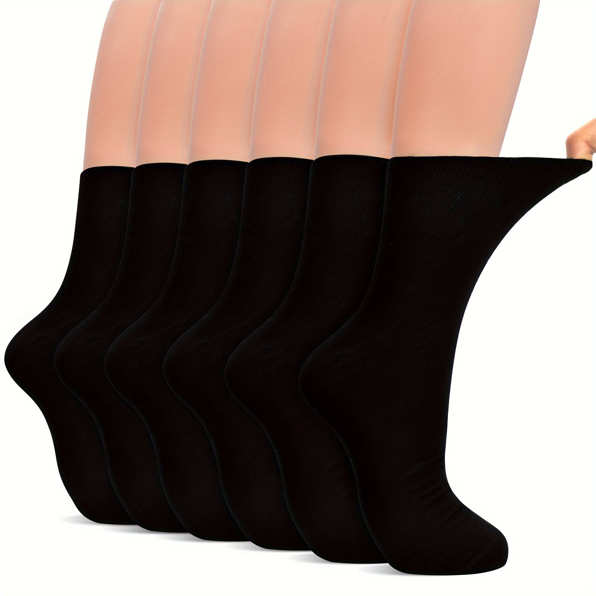 6-Pack Breathable Cotton Polyester Diabetic Socks Odor-Free Machine Washable