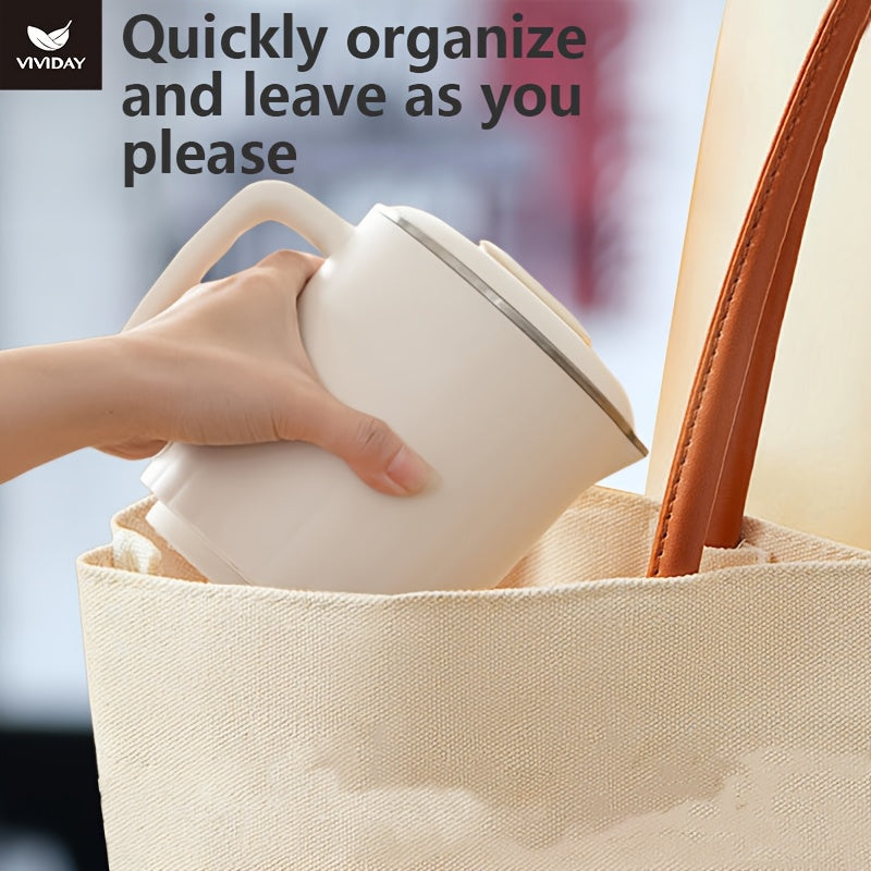 Compact Stainless Steel Travel Electric Kettle with Auto-Adjustable Temp