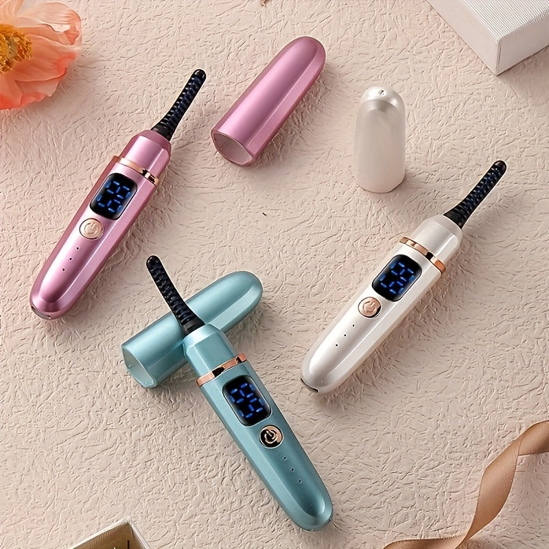Rechargeable Heated Eyelash Curler with Digital Display USB Charging Long-Lasting Curls Portable Makeup Tool