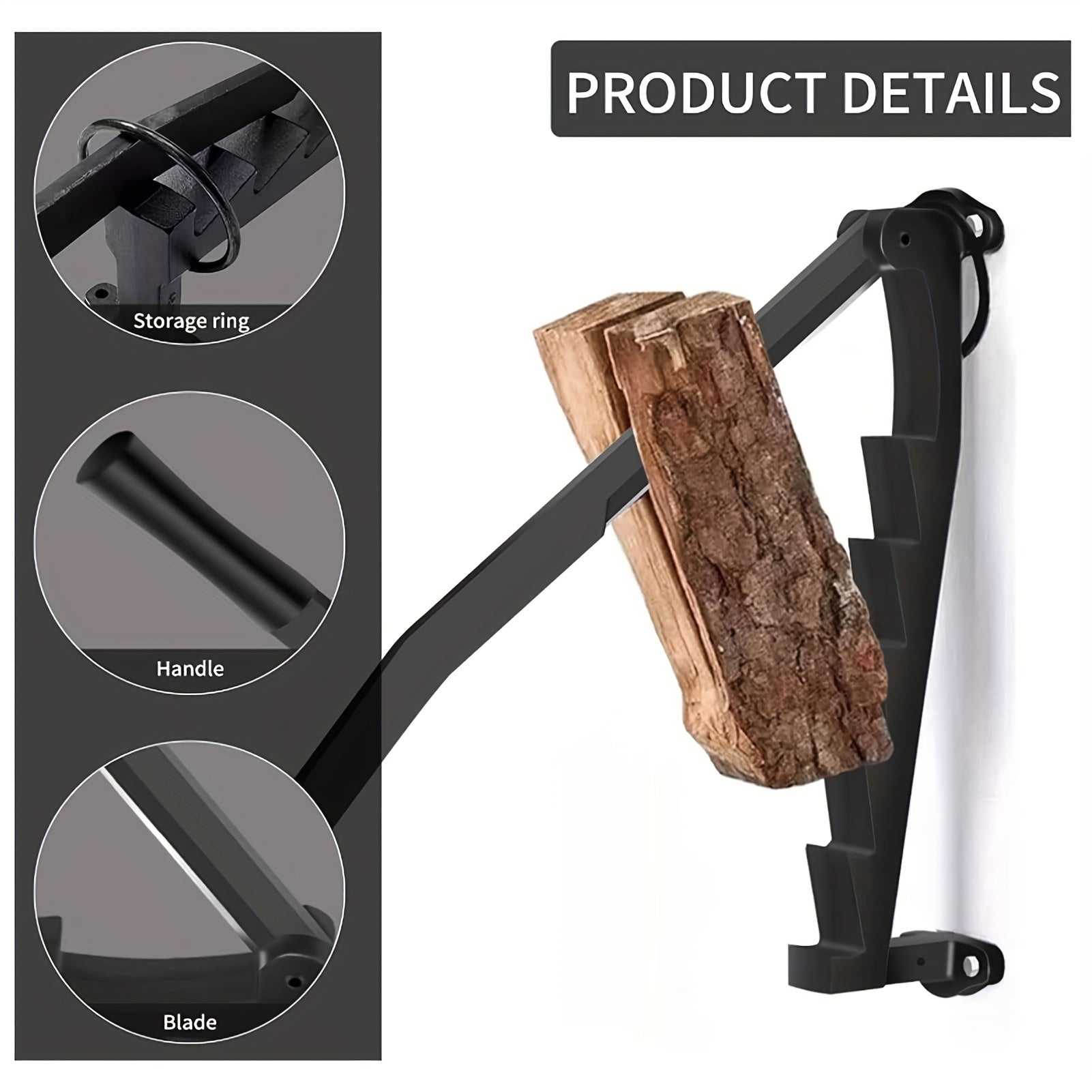 Wall-Mounted Kindling Splitter with Removable Steel Blade for Indoor Outdoor Use