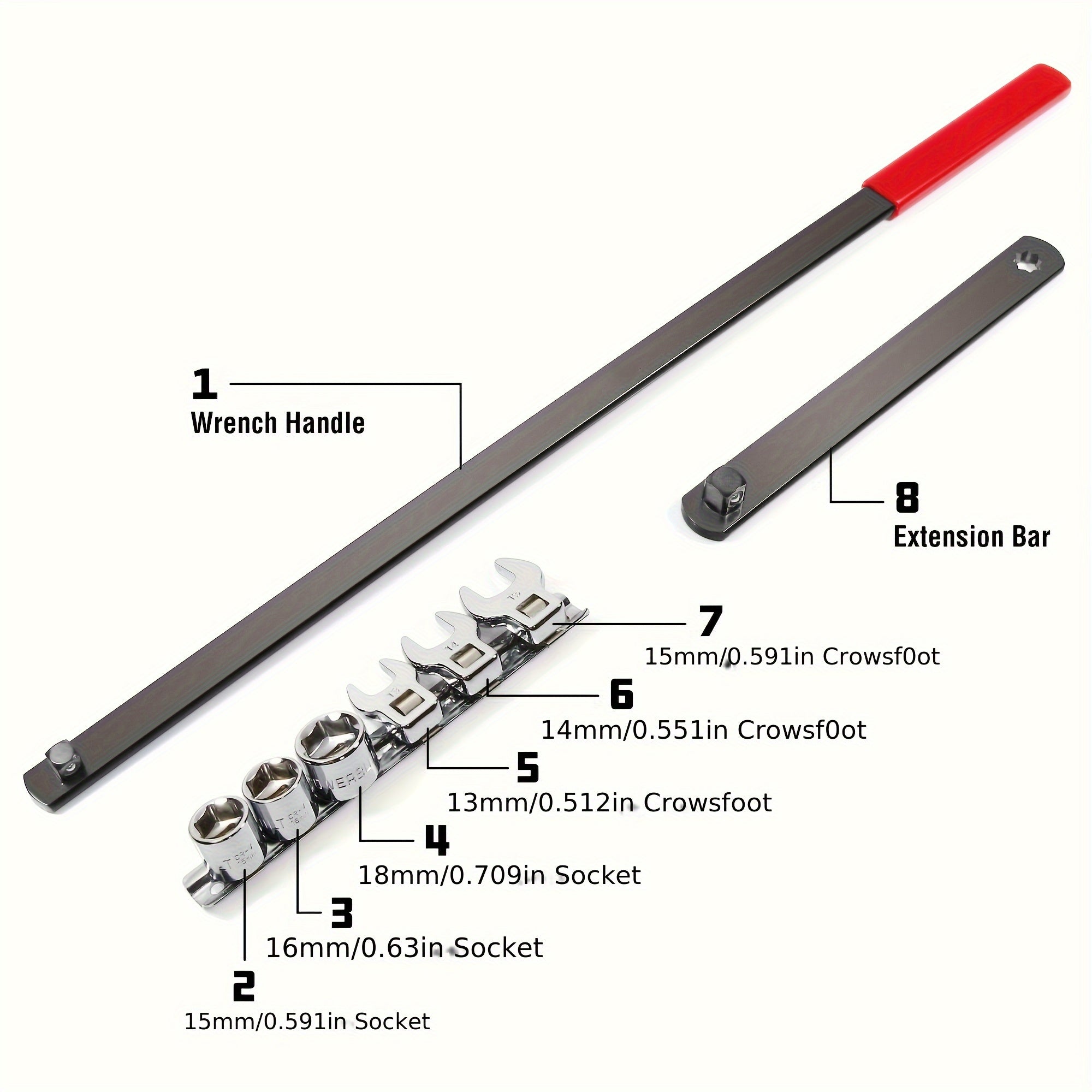 8pcs Serpentine Belt Wrench Set Universal Automotive Engine Repair Tool