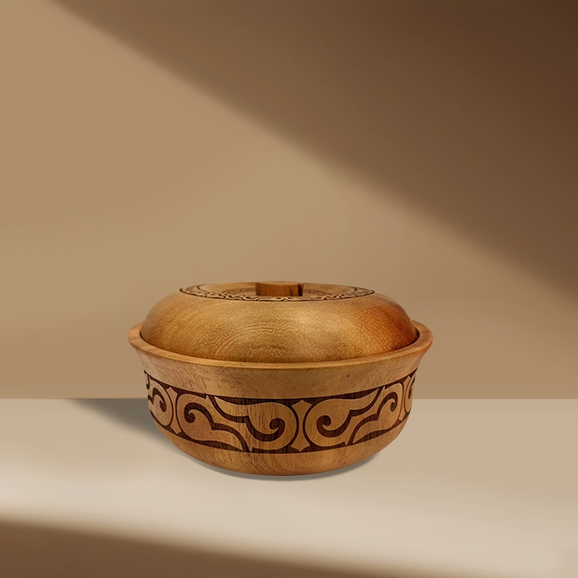 Solid Wood Bowl with Lid for Serving Noodles Salad Rice and Soup Kitchen Dining Camping