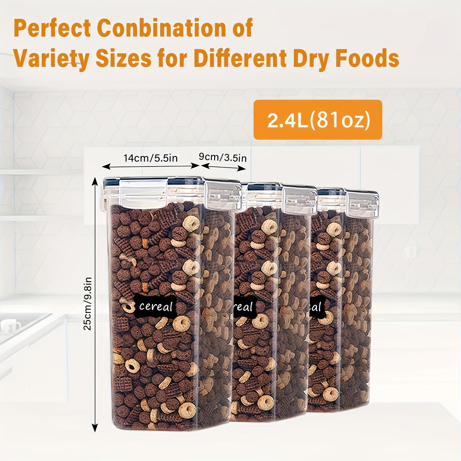 6-to'plam Havo o'tkazmaydigan Oziq-ovqat Saqlash Konteynerlari BPA-bez Plastik 81OZ Oshxona Omborxona Tashkiliy