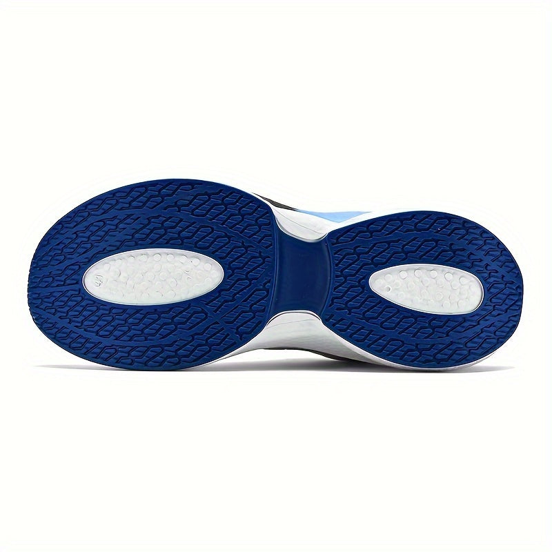 Men's Blue and White High-Top Athletic Sneakers Breathable Fabric PVC Sole EVA Insole Casual Outdoor