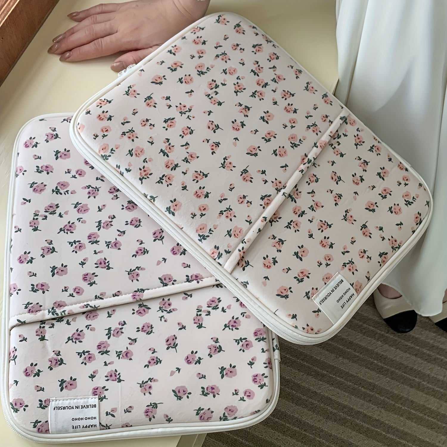 Розовый цветочный чехол для ноутбуков и планшетов 25,4-35,56 см Полиэстер дизайн Кавай