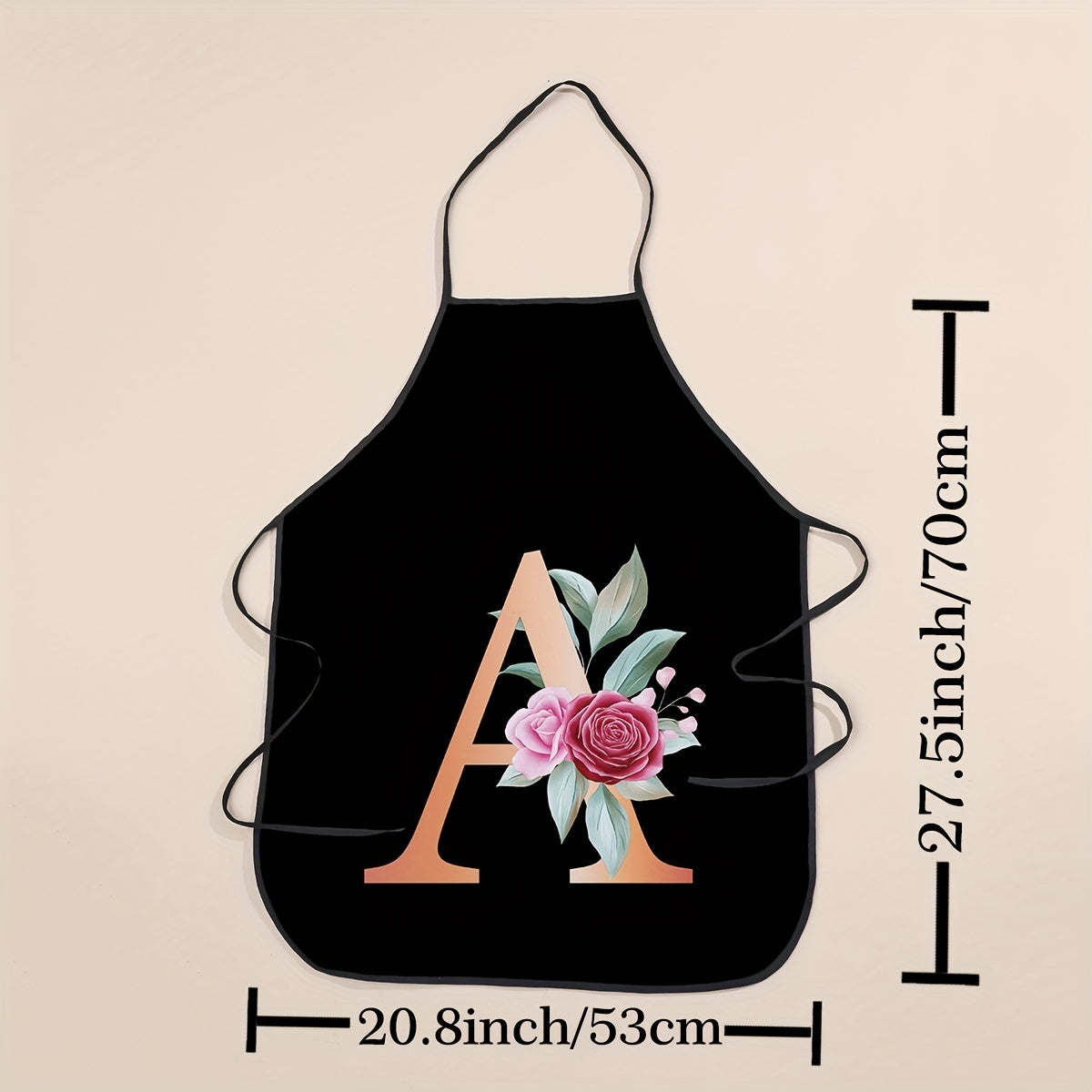 Women's Polyester Apron with Flower and Letter Print Waterproof Thickened Kitchen Cooking Cooking Apron