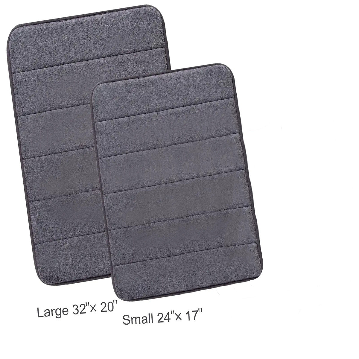 Dark Gray Polyester Bath Mat Non-Slip Plush Rectangular Machine Washable