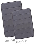 Dark Gray Polyester Bath Mat Non-Slip Plush Rectangular Machine Washable
