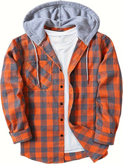 Men's Plus Size Plaid Hooded Shirt Jacket for Casual Daily Wear