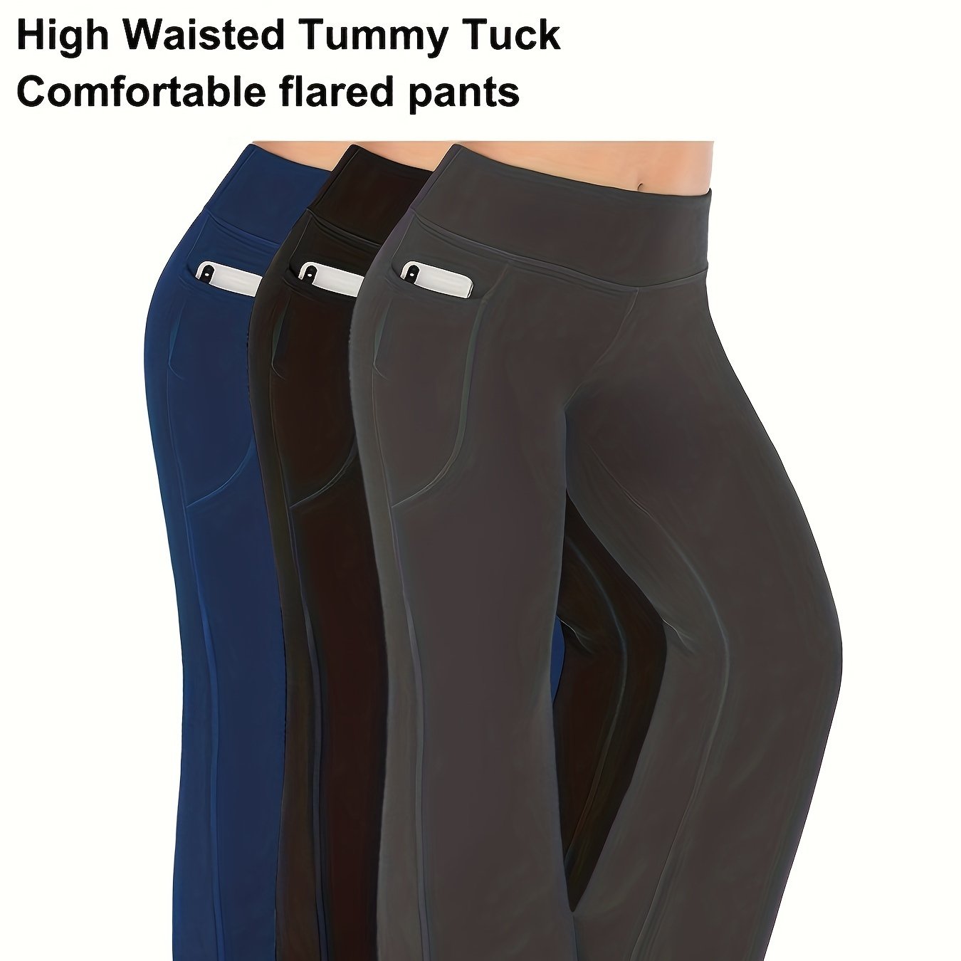 Women's Plus Size Wide Leg Pants High Waist Sports Pants with Pockets