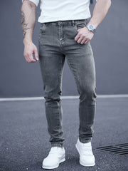 Men's Slim Fit Stretch Denim Jeans Casual Straight Leg Washed Look All-Season