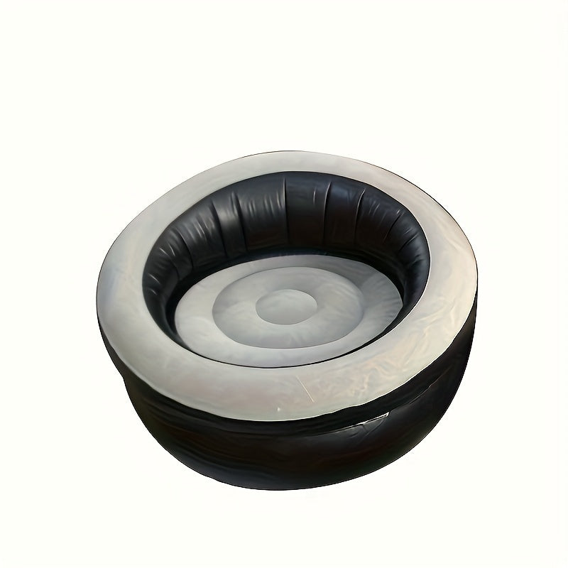 Надувной диван с флокированной отделкой - выпуск 2023 года: портативное, удобное в хранении кресло для отдыха и развлечений на открытом воздухе, идеально подходит для ленивых дней, в комплект входит табурет.