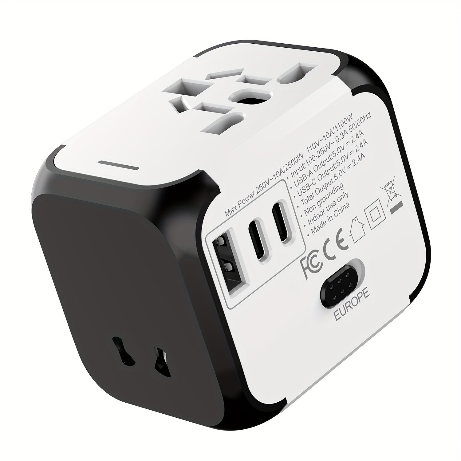 2500W Universal Travel Power Adapter with International Conversion Plug for US UK EU AU Outlets