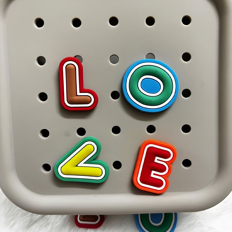 Unisex PVC Alphabet Letter Shoe Charms Set, Colorful DIY Accessories