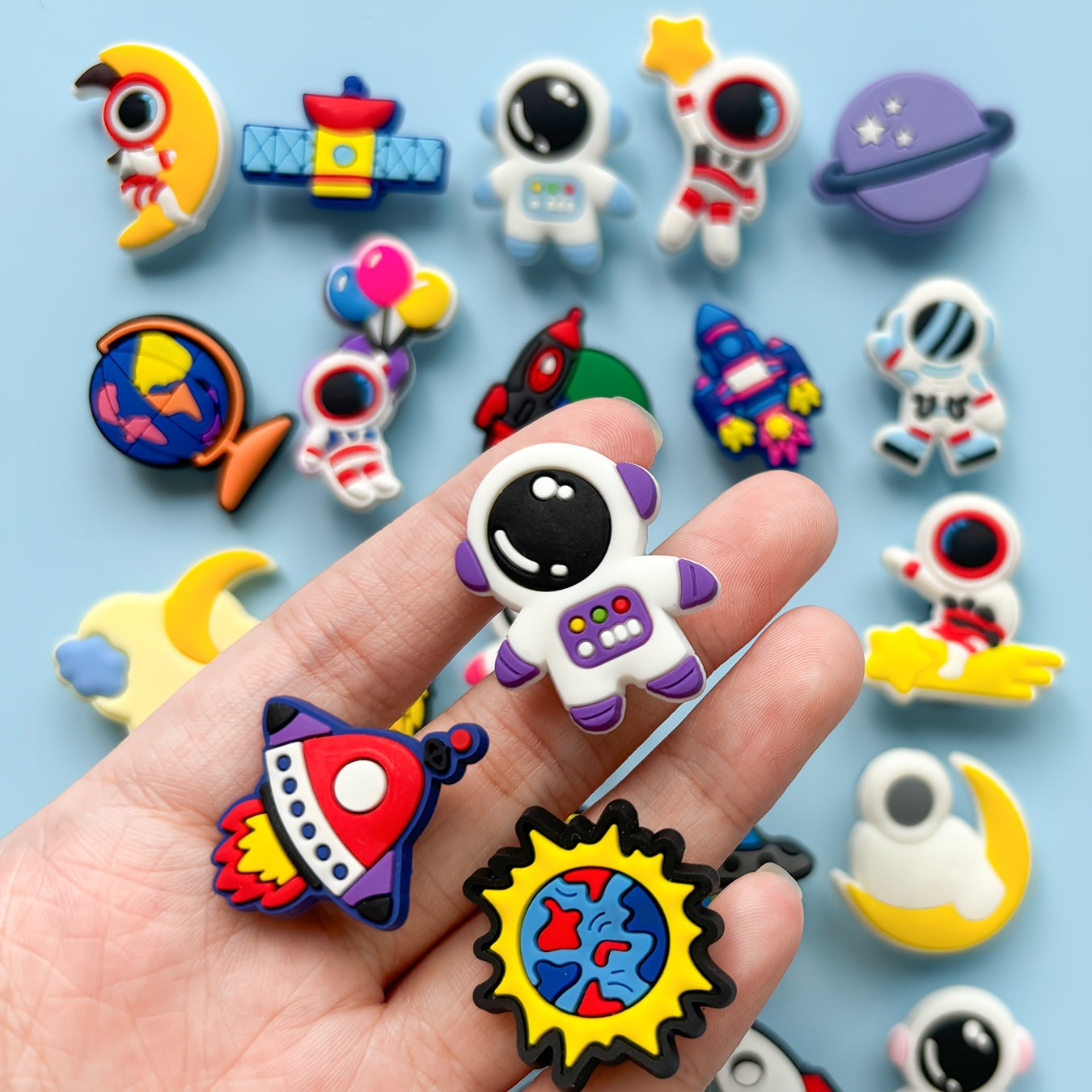 25Pcs Kids PVC Spacecraft Shoe Charms for DIY Slippers and Gifts