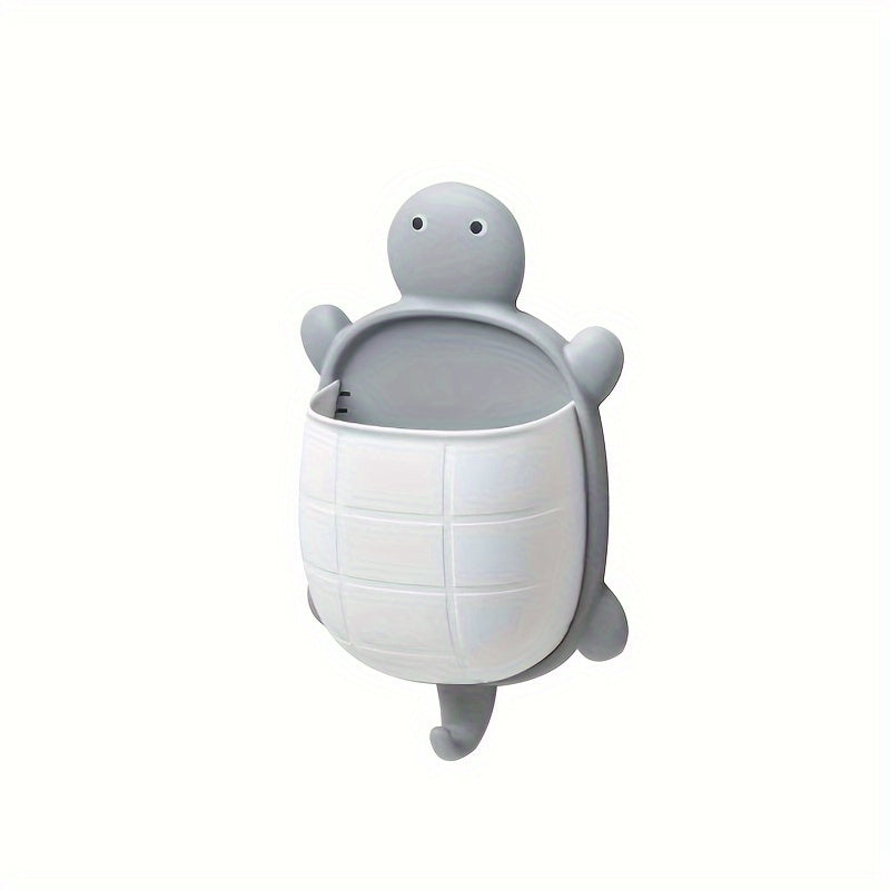 Cesta de almacenamiento de tortuga de dibujos animados para pared, organizador de cocina y baño, plástico duradero